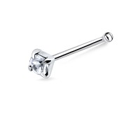 3mm Round CZ Silver Bone Nose Stud NSKD-75